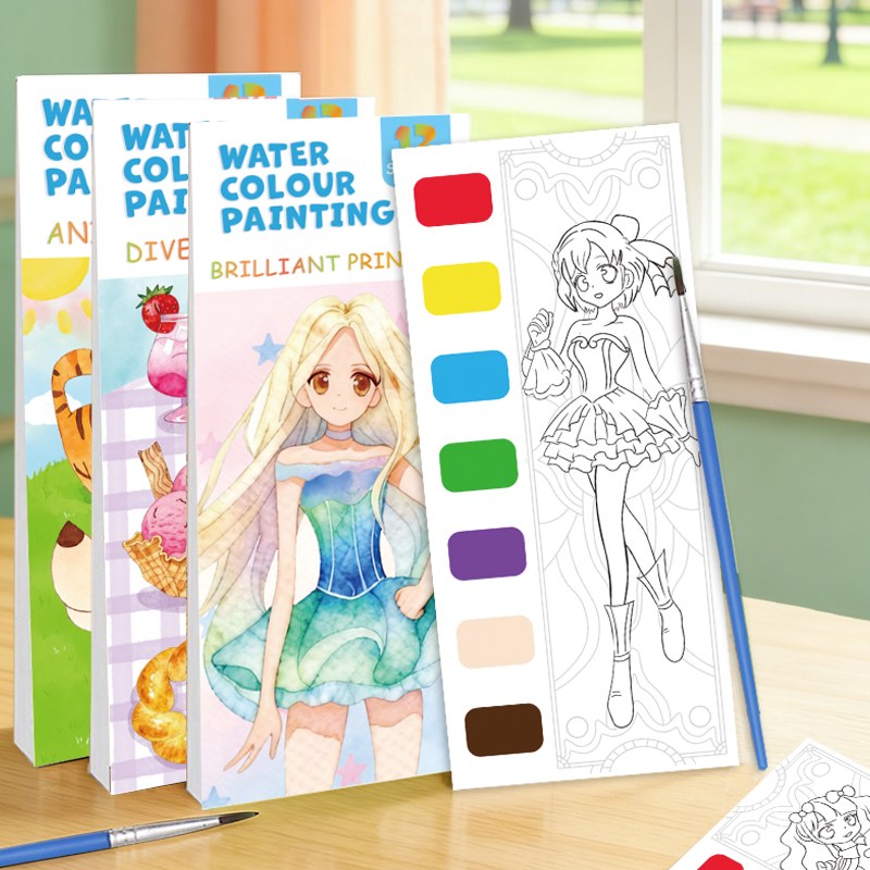 Hardback Watercolor Painting Book with Built-in Paint