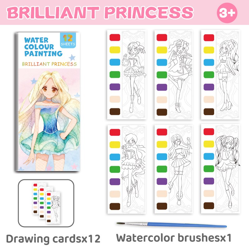 Hardback Watercolor Painting Book with Built-in Paint